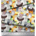 thumbnail image 3 of Soimoi Velvet Fabric Check,Nest & Owl Cartoon Printed Fabric 1 Yard 58 Inch Wide, 3 of 3