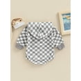 thumbnail image 4 of Baby Boy Hooded Long Sleeve Romper with Checkerboard Print, Color Matching Spring Clothing, 4 of 8