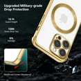 thumbnail image 3 of Magnetic Case for iPhone 14 Pro [Compatible with Magsafe] [Military Grade Drop Protection] Clear Slim Plated Case Shockproof Anti-Yellowing Phone Case 6.1"- Gold, 3 of 12