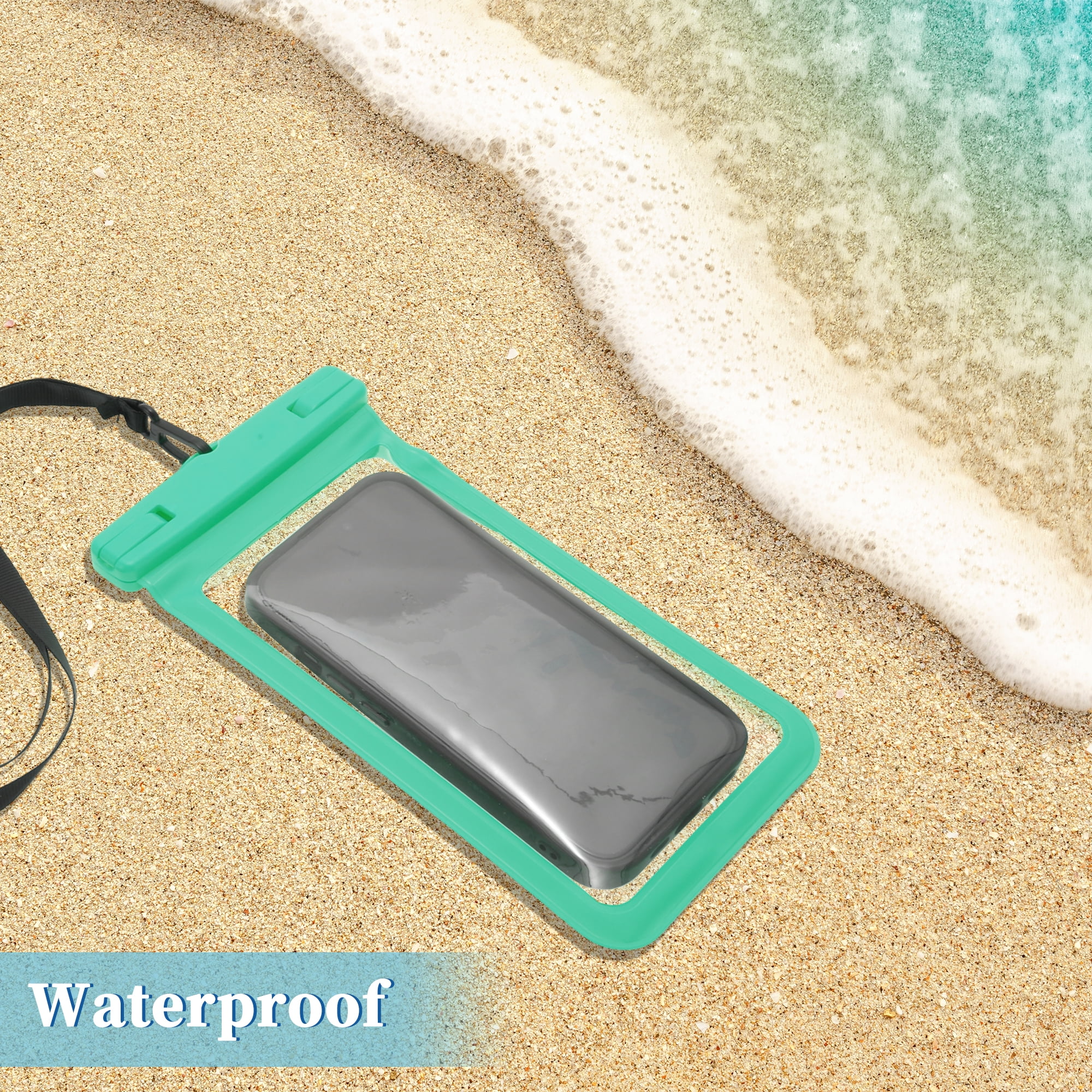 Unique Bargains 2 Pcs Mobile Bag Waterproof Case Compatible for Phone 4.53x8.27 Green