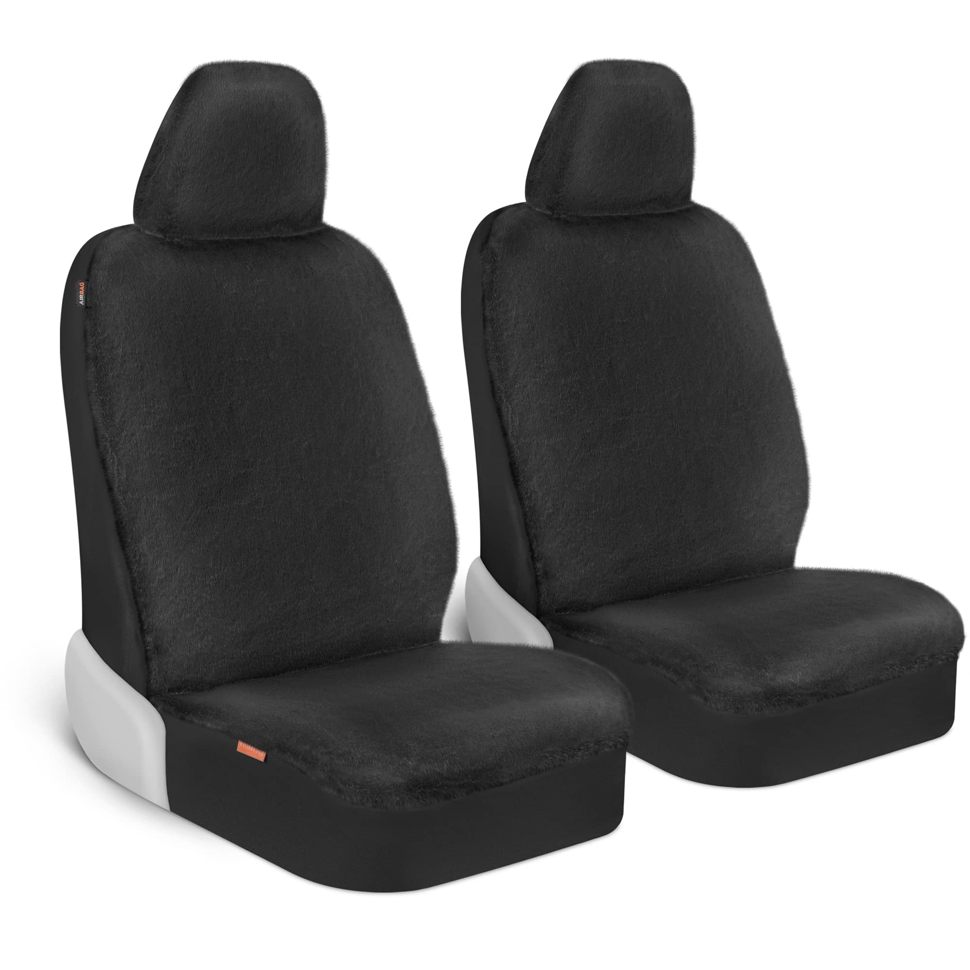 Carbella Black Sheepskin Car Seat Covers, 2 Pack Faux Fur Front Seat