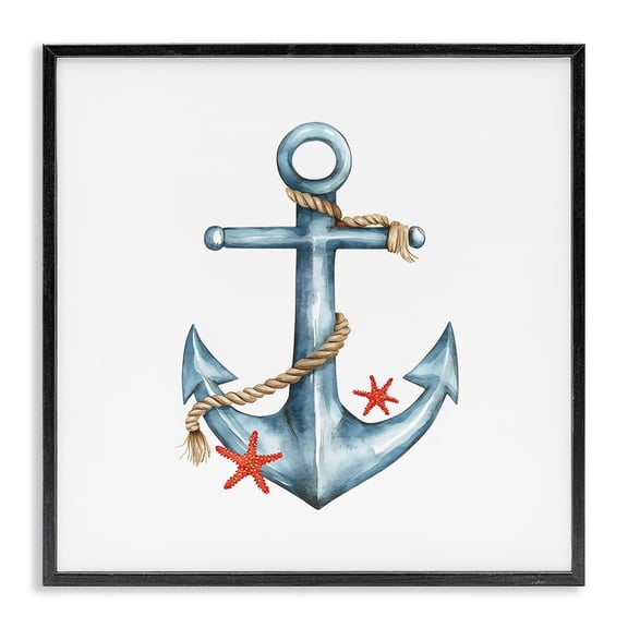 Stupell Industries Cute Sailor Anchor with Starfish Black Framed Giclee Art, design by LSR Design Studio