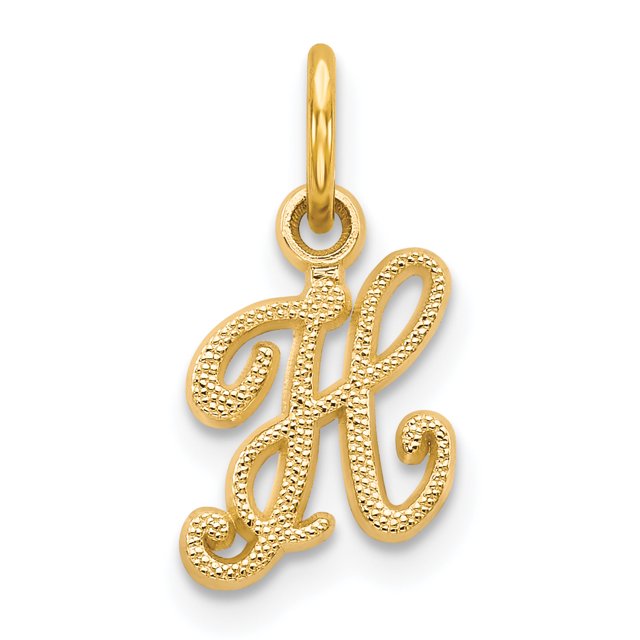 14k Yellow Gold Dainty Letter H Initial Name Monogram Necklace Charm Pendant