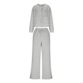 thumbnail image 6 of Cadancy Womens Loungewear Sets 2 Piece Outfits Button Down Long Sleeve Cardigan Jackets Drawstring High Waist Wide Leg Sweatpants Fall Winter Fashion Comfy Loose Sweatsuit, 6 of 9