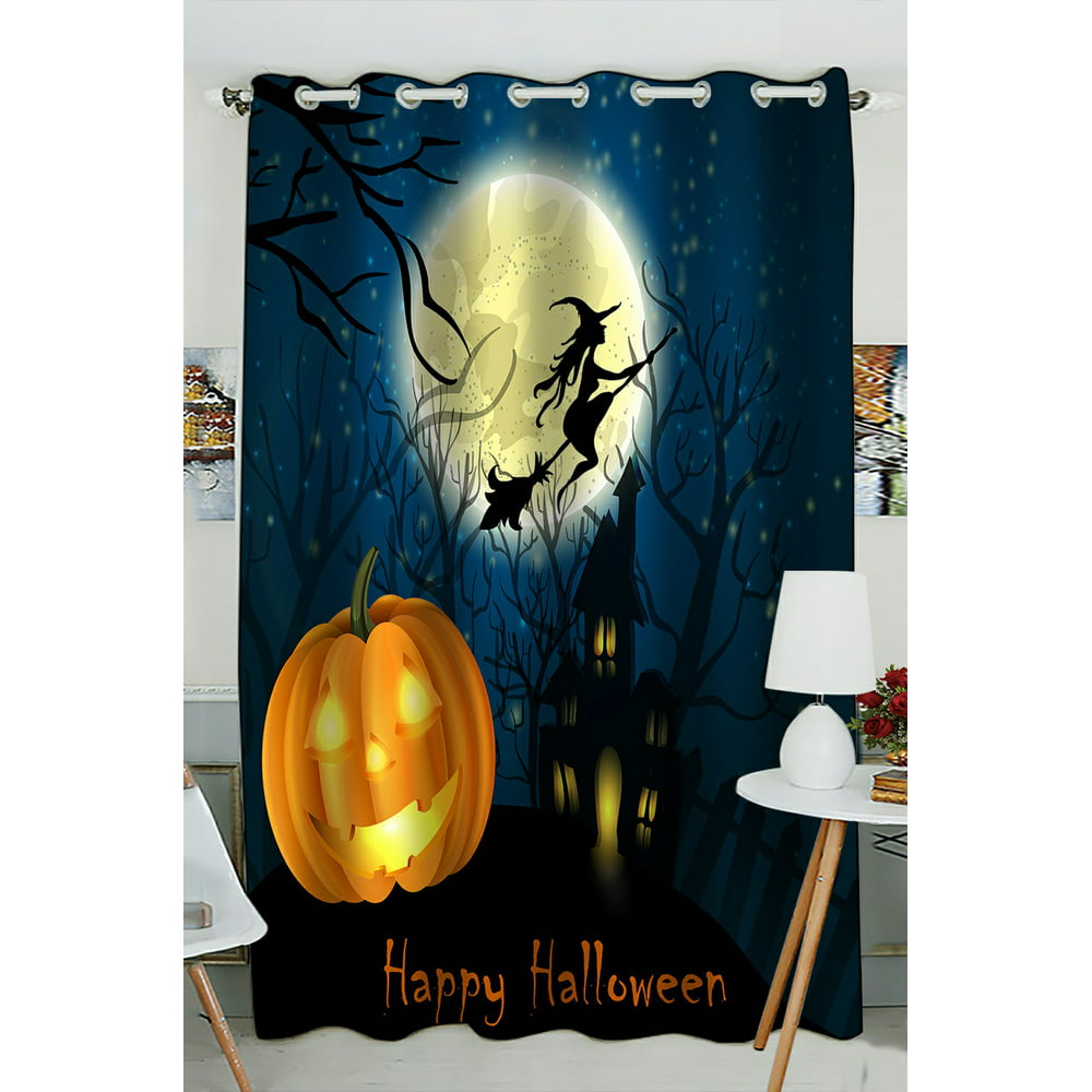ABPHQTO Halloween Witch Full Moon Grommet Blackout Curtain Room ...