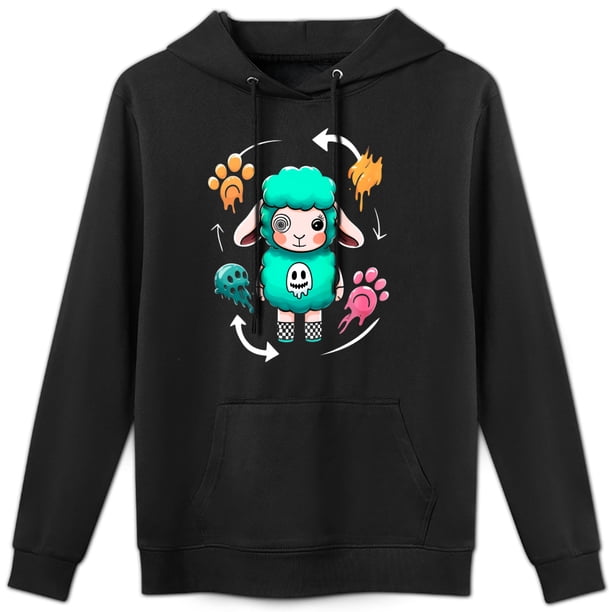 Sudadera con capucha de dibujos animados de ovejas oscuras, dulce y fresca, algodón agradable para la piel, estilo unisex.