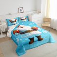 thumbnail image 3 of Feelyou Kawaii Santa Claus King Size Comforter Sets, Winter Blue Christmas Bedding Comforter Set, White Snowflake Reversible Bedding Set, Ultra Soft Home Decor,3 Pieces, 3 of 8