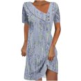 thumbnail image 2 of Robe d'Été Décontractée pour Femmes, Robe à Manches Courtes pour Femmes, Mode Féminine Imprimée Robe Mi-Mollet à Manches Courtes Col Rond, 2 of 5