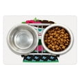 thumbnail image 1 of Day of the Dead Pet Mat for Food and Water, Cartoonish Mexican on Plain Backdrop Print, Non-Slip Rubber Mat for Dogs and Cats, 18" X 12", by Ambesonne, 1 of 2