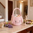 thumbnail image 5 of Easter Bunny Plush Hand Basket, Soft Portable Candy and Gift Storage Bag, Cute Toy and Party Favor, Ideal for Easter Egg Hunts, Outdoor Activities and Home Easter Themed Decoration, Pink, 5 of 6
