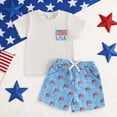 thumbnail image 3 of HCNTES Toddler Baby Girl Boy Summer Clothes Short Sleeves T-Shirt Tops + Shorts Cute Outfits Set For 18-24 Months 2t 3t 4t 5t 6t 7t 8t Kid Independence Day(L04-Blue,6-12 Months), 3 of 7