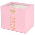 thumbnail image 1 of Caja de Joyas Kendal Rosa Organizador de 5 Capas con Tapa de Vidrio, 1 of 6