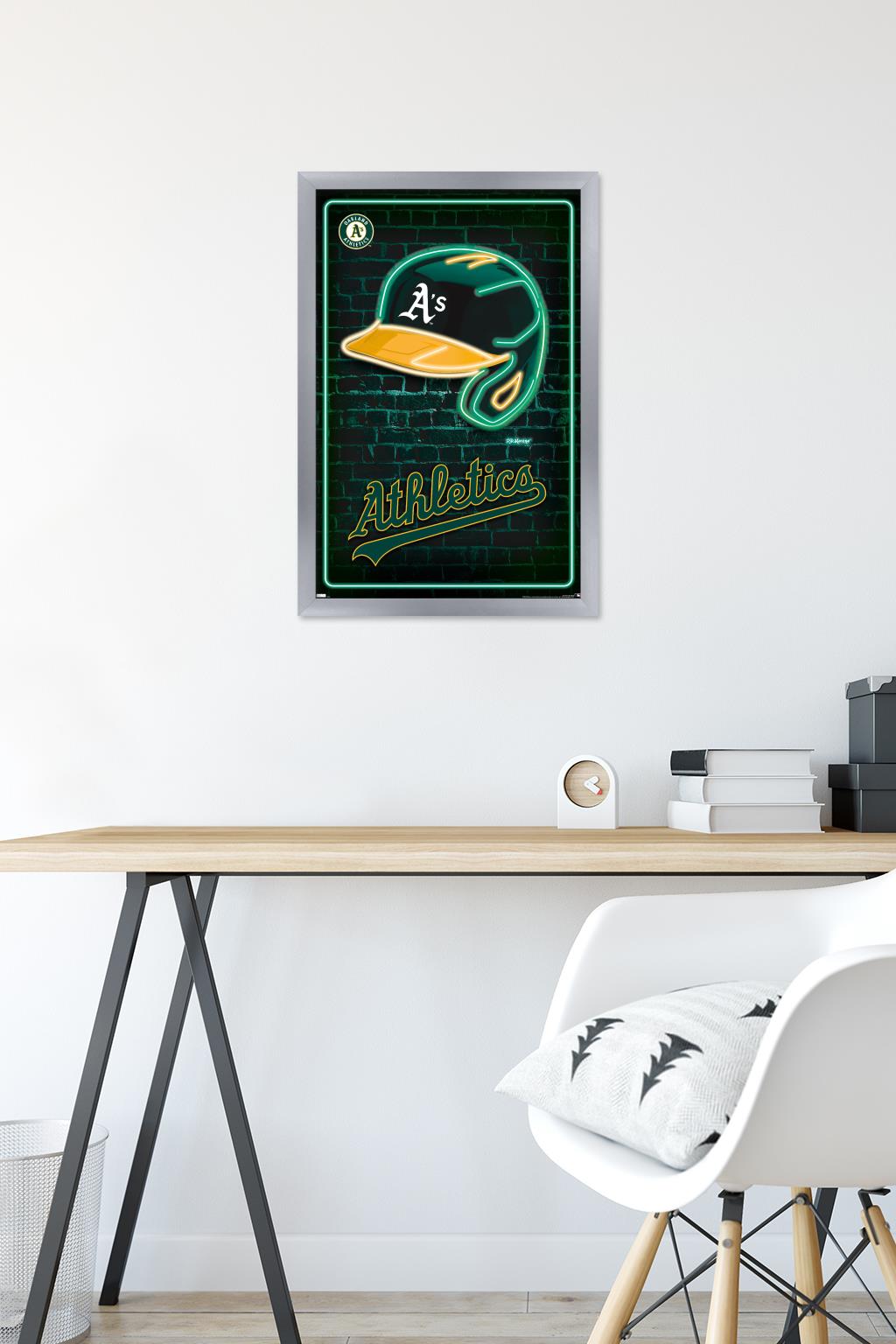 MLB Oakland Athletics - Neon Helmet 23 Wall Poster, 14.725" x 22.375" Framed