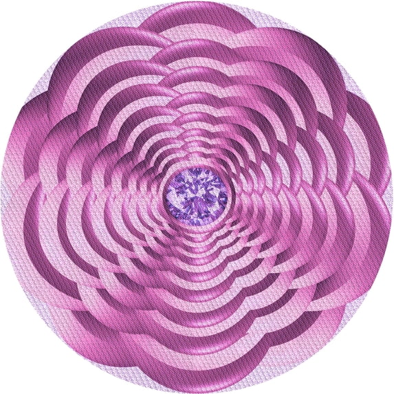 Ahgly Company Machine Washable Indoor Round Transitional Blossom Pink Area Rugs, 5' Round