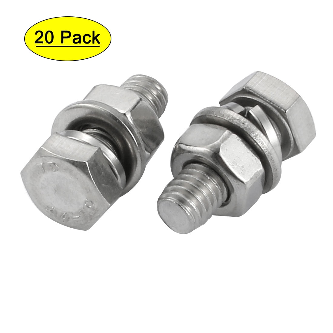 M6x20mm 316 Stainless Steel Hex Bolt w Washer Nuts Assortment Kit 20pcs