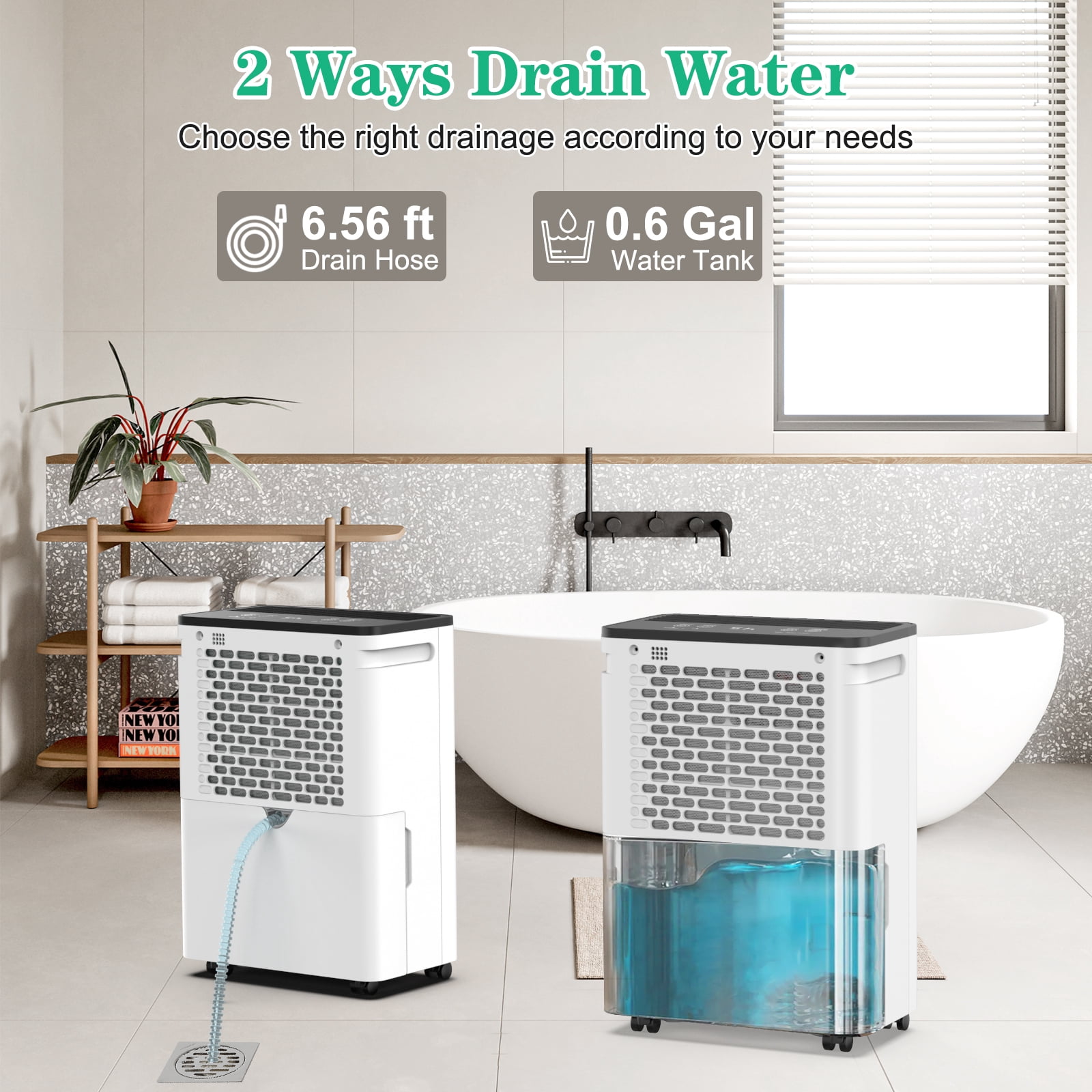 Airfire Dehumidifier, 19 Pint Dehumidifier with Drain Hose, Max 4500 Sq.Ft Dehumidifiers for Home Basement, 0.66 Gal Water Tank, Overflow Protection, Auto Defrost& Drain, Humidity Indicator