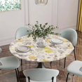 thumbnail image 5 of Yellow Grey Botanical Round Tablecloth for 45-54 Inch Tables,Fitted Table Cover with Elastic Edge,Spring Floral Watercolor Rustic Waterproof Outdoor Table Cloth Protector for Patio Garden Dinner, 5 of 9