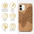 thumbnail image 4 of Case Yard Wooden Case Outside Soft TPU Silicone, Slim Fit Shockproof Wood Protective Phone Cover for Girls Boys Men and Women, Supports Wireless Charging Butterfly Design case for iPhone-12-Mini, 4 of 7