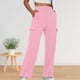 thumbnail image 3 of Pantalones casuales Cintura elástica Ajuste holgado Traje diario de talla grande para mujer Kuymtek Rosa T L para Mujer, 3 of 7