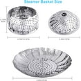 thumbnail image 2 of ZPATECH Veggie Vegetable Steamer Basket, Folding Steaming Basket, Metal Stainless Steel Steamer Basket Insert, Collapsible Steamer Baskets for Cooking Food, Expandable Fit Various, 2 of 6