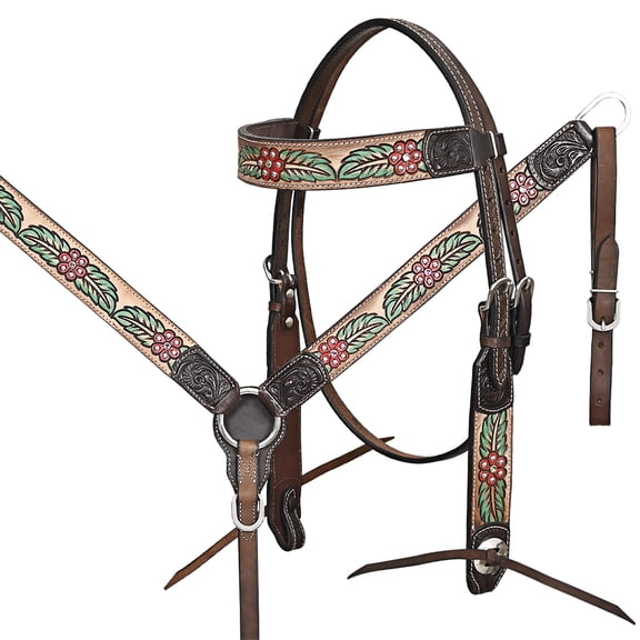 HILASON Western Horse Headstall Breast Collar Leather Brown