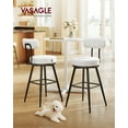 thumbnail image 2 of 360° Swivel Bar Stools Set of 2 - Modern Counter Height Stools with Boucle Fabric & Adjustable Feet, Cloud White, 2 of 6
