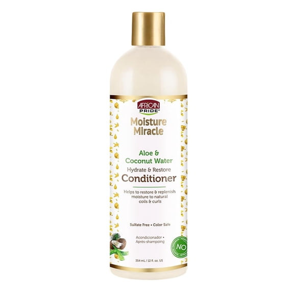 African Pride Moisture Miracle Aloe & Coconut Water Hydrate & Restore Conditioner 12 Ounce