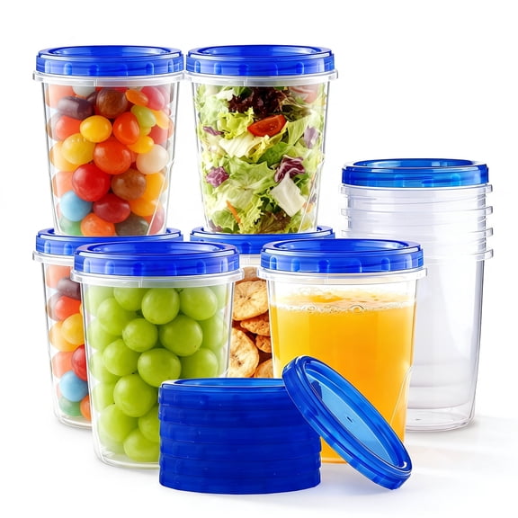 Lumikrypt 10 Pack 34 oz Freezer Storage Containers, Plastic Containers with Twist Top Lid, BPA Free, Reusable & Thickened Soup and Food Storage Containers, for Meal Prep, Leftovers