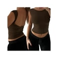 thumbnail image 3 of xiaxaixu Débardeurs pour Femmes, Sans Manches à Encolure Bateau, Couleur Unie, Chemise Courte Décontractée pour Fête et Rue, 3 of 4