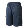thumbnail image 5 of USNSM Cargo Shorts for Men Drawstring Elastic Waist Shorts with Multi Pockets Solid Color Casual Workout Sport Pants Blue M, 5 of 9