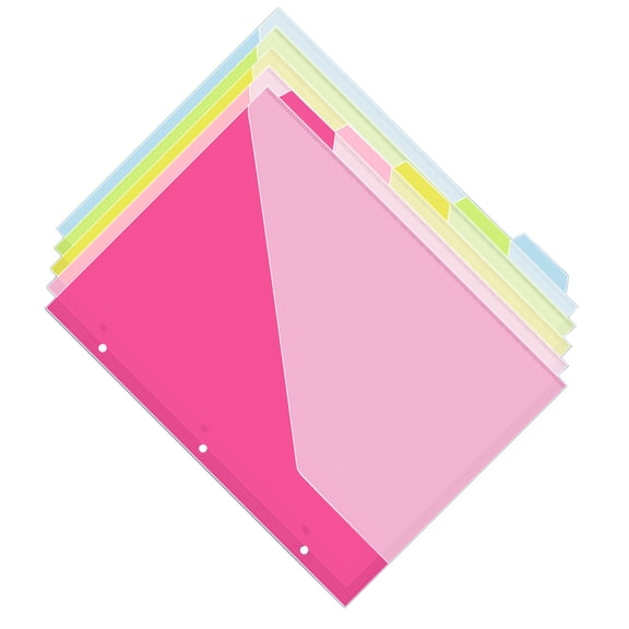 COOLHOOD 5 Pcs Indexes Page Folders Document Organizers 3 Holes File Folders Dividers Separator Binder Sheet Protectors