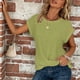 thumbnail image 5 of Xuyuer Women's Crew Neck Short Sleeve Knit Side Loose Solid Color Casual Top, Relaxed Fit Sweater Tee for Spring Summer Layering,Cozy Everyday Wear, 5 of 6