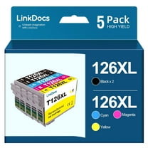 LinkDocs Ink Cartridges Replacement for Epson 126 T126 used with Epson Workforce 435 520 545 635 645 WF-3520 WF-3530 WF-3540 WF-7010 WF-7510 WF-7520 Stylus NX430 Printer 5 Pack