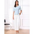 thumbnail image 4 of DARING DIVA Women's Tweed Top Round Neck Short Sleeve Pullover Blouse M Sky Blue, 4 of 6