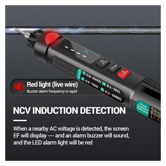 A3008 Stylo Multimètre 6000 Unités avec Rétroéclairage Lampe de Poche NCV Arrêt Automatique Multimètre Numérique Testeur, Lisible