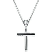 Fancime Solid Real 925 Sterling Silver Big Large Cross Crucifix Baseball Pendant Necklace Fine Jewelry Gifts for Male Men boys