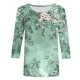 thumbnail image 4 of 3/4 Length Sleeve Shirts for Women New Summer Clothing Top Fashion Floral Print T-Shirts Women's Blouses Pullover Tops, 4 of 5