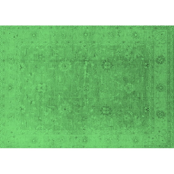 Ahgly Company Indoor Rectangle Oriental Emerald Green Industrial Area Rugs, 6' x 9'