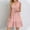 Pink, variant on Danhjin Summer Dresses for Women Casual Sleeve Less V Neck Pleated Mini Sundress Loose Summer Fashion Elegant Solid Color Ruffle He M Skirt Vacation Dresses