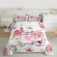 thumbnail image 2 of Manfei Fashion Perfume Bedding Comforter Set,Pink Flower Floral Twin Comforter Sets,Romantic Theme Bedding Set For Girl Teens,Breathable Home Decor Reversible,2 Pieces, 2 of 8