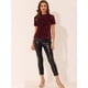 thumbnail image 4 of Blusa de fiesta Allegra K con lentejuelas de terciopelo para mujer borgoña M, 4 of 4