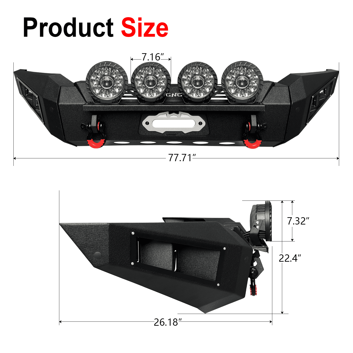 TIOYAR Steel Front Bumper for 2018-2019-2020 Ford F150（Not Fit Raptor and EcoBoost）With Winch Plate&Lights（Black Texture）