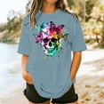 thumbnail image 5 of Inverlee Plus Size Short Sleeve Tops for Women Fashion Skull Print Round Neck Tees Casual Comfy Loose Fit T-shirts, 5 of 5