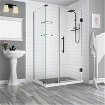 Aston SEN962EZ-ORB-482632-10 72 x 48 x 32.38 in. Bromley GS Frameless Corner Hinged Shower Enclosure with Glass Shelves, Oil Rubbed Bronze