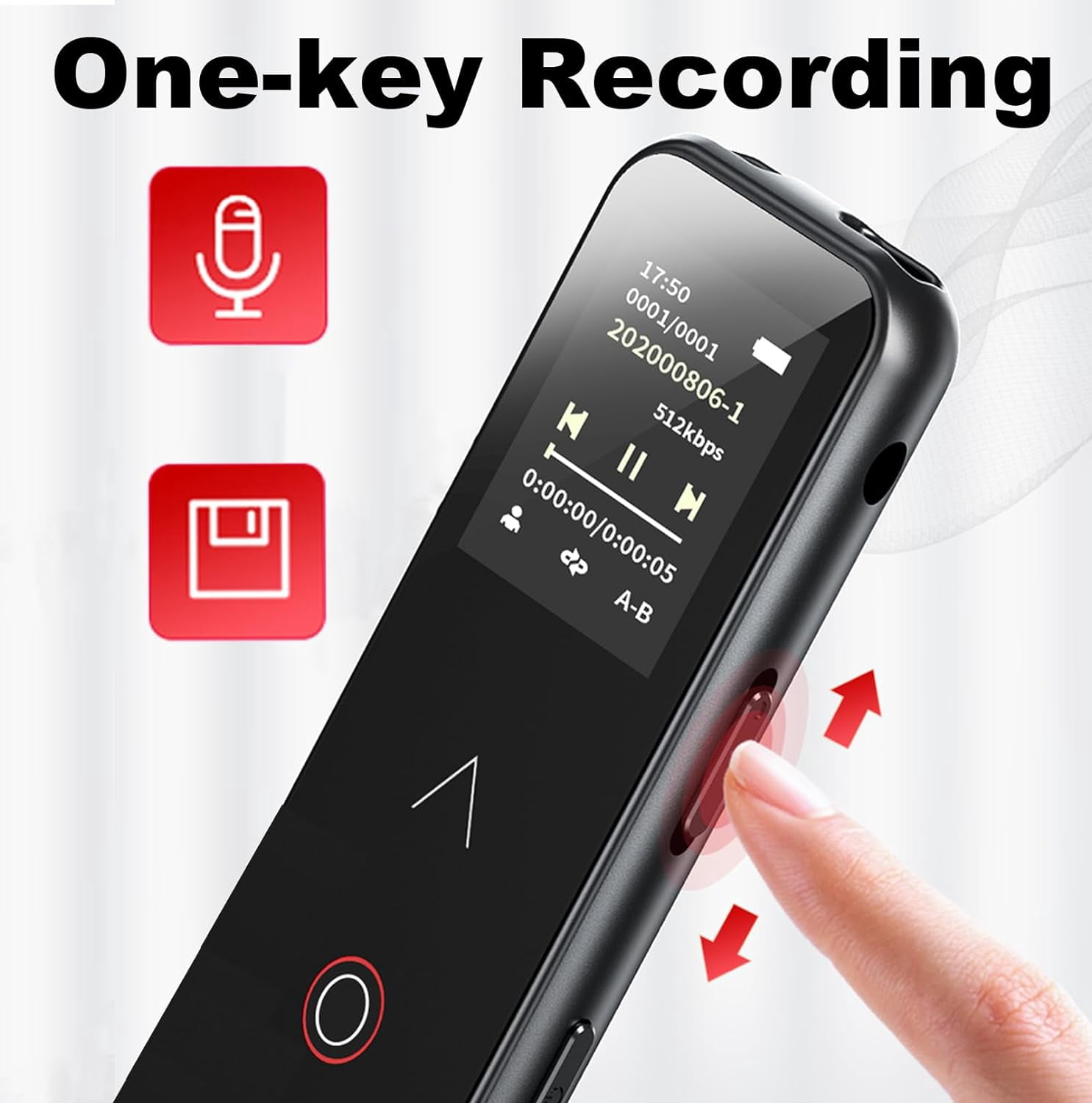 32GB Digital Voice Recorder with Playback, Small Voice Activated Recording Device for Lectures & Meetings, Bluetooth Noise Cancelling Audio Recorder Device, 18hrs Live Monitor with Earphones