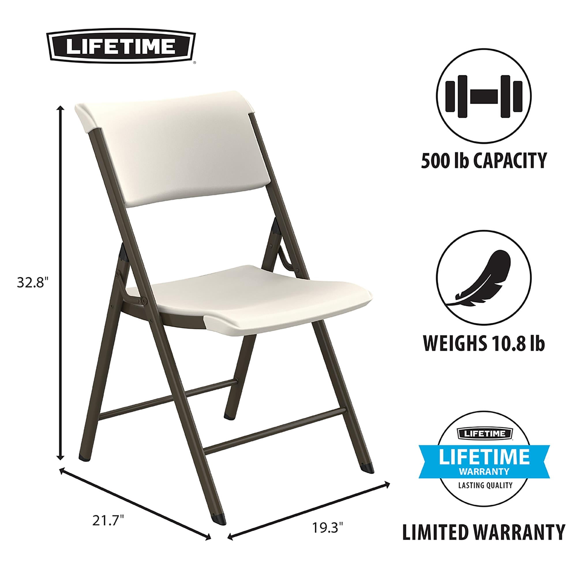 Lifetime A-Frame Folding Chair, Almond (Set of 4)-81171
