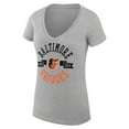 thumbnail image 2 of Women's G-III 4Her by Carl Banks Heather Gray Baltimore Orioles Super-Slim Fit Lightweight City Graphic V-Neck T-Shirt, 2 of 5