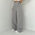 thumbnail image 2 of JJHGVB Palazzo Pants High Waisted Pants High Waisted Side Pocket Straight Leg Work Pants Women's Fashionable High Waist Zipper Casual Pants Suit Pants Wide Leg Pants Woman Flowy Pants Gray L, 2 of 6