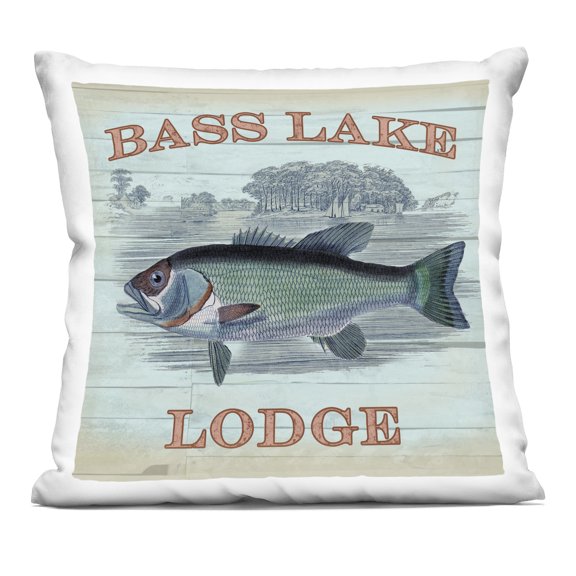 Stupell Industries - Bass Lake Lodge Throw Pillow 18" x 18" by Lula Bijoux & co.
