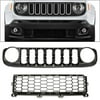 Kojem Plastic Front Upper Grille+Lower Bumper Grille 2pcs Black for 2015 - 2019 16 17 18 Jeep Renegade